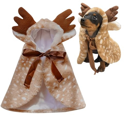 TYXHXTF Haustier Weihnachtskostüm, Elch Pet Cloak, Haustierpartys Bekleidung Anzüge für Weihnachten Haustier Katze Hunde