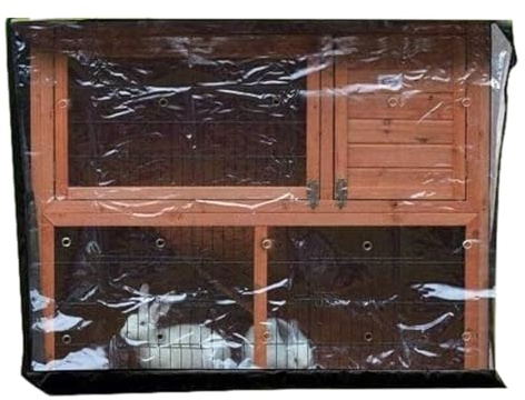 Yuemeuy Außen Kaninchenstall Abdeckung,Rechteckige UV-Schutz -Winterschutz Zubehör | Doppel-Stall Staubschutzabdeckung Mit Sichtbarem Fenster,Für Garten Terrasse Hinterhof Rasen