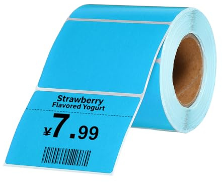 PATIKIL 500 Stück Thermische Etiketten 2x2.76 Zoll Thermopapier Etiketten Selbstklebende Aufkleber Rechteckige Papierrolle Klein Für Drucker Versandetikett Mailing UPS Barcode Adresse Blau