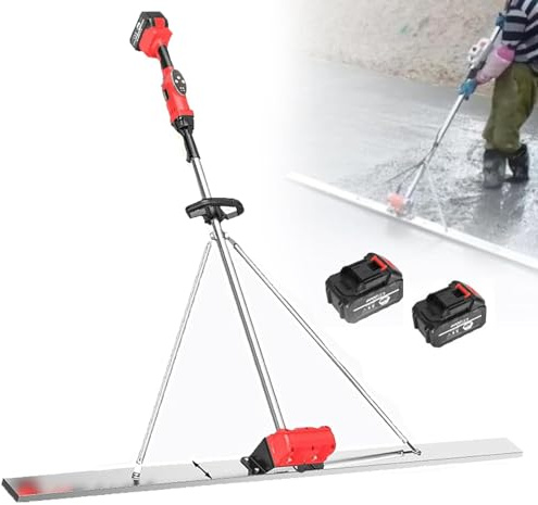 Memykoy 1,8 m/2 m Betonabziehbohle mit Rüttelplatte, 2 Akkus, 6000 U/min, elektrischer, kabelloser Rüttelbohle mit Schaber für effiziente Betonverarbeitung 180cm