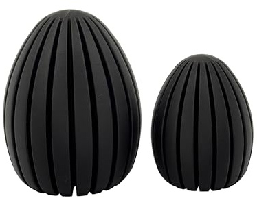 ADDlution 2X Deko Ostereier schwarz - Moderne Osterdeko für Wohnzimmer & Fensterbank - Minimalistische Dekofigur - Hase für stilvolles Zuhause. Aus biokompatiblem Kunststoff - 9,5cm & 7cm (2X Ei)