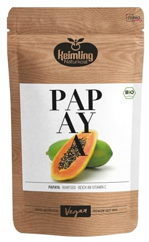 Bio Papaya getrocknet Red Lady 400 g I Rohkost Qualität ungeschwefelt & ungezuckert I Exotische Trockenfrüchte naturbelassen I Vitaminreiche Papayastücke Premium Qualität von Keimling