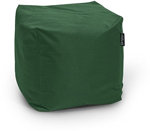 BuBiBag Sitzpouf für Outdoor Sitzsack, Fußhocker ideal für Gaming Sitzsäcke, Wetterfest, Outdoor Pouf (45x45x45cm, Dunkelgrün)
