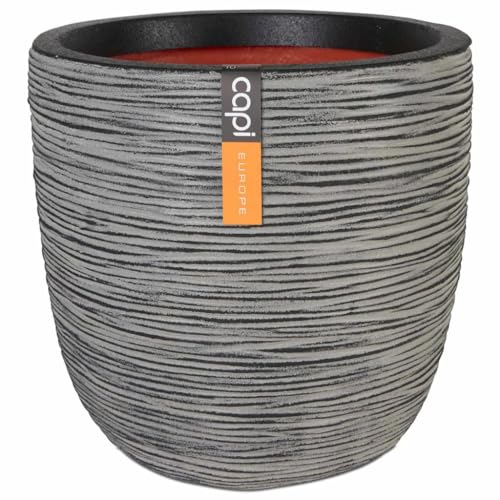 Capi Europe - Blumentopf Kugel Rib NL - 35x34 - Anthrazit - Öffnung Ø29 - Blumentopf für den Innen- und Außeneinsatz - Bruchsicher - 100% recycelbar - KOFZ932