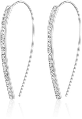 Philip Jones Silver Plated Thread Earrings Created with Zircondia® Crystals