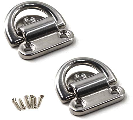 Flomore 8mm 316 Edelstahl Deckbeschläge Augplatte mit D-Ring kommen mit Schrauben (2 Stück)