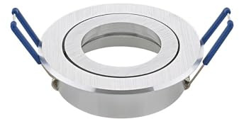SIGOR Alu-Einbaustrahler RING, IP20, Ø 8.3cm, Schnellwechsel-Innenring, inkl. GU5.3 Fassung (12V DC), schwenkbar 25°, Alu gebürstet