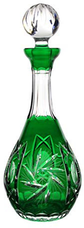 Likörkaraffe mit Stopfen Grün geschliffen Schleuderstern Kristallglas 750 ml