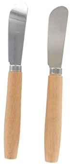 Fackelmann 40908 Lot de 2 couteaux à beurre, spatules à tartiner, Bois, Acier inoxydable, 17,3 x 2,1 x 1,3 cm