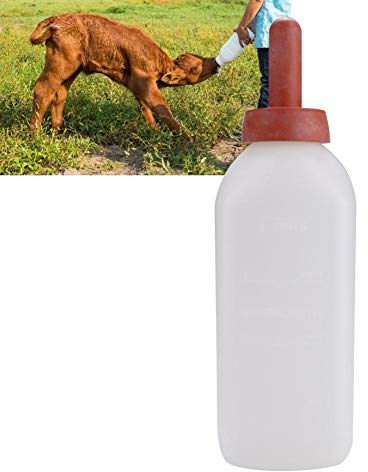 Kälberpflegeflasche 2L Kälbermilch Zufuhrflasche Horizontale Kuhfütterungsbecher Pflegemilchfutter mit Nippel für Kuhschafzuchtzubehör