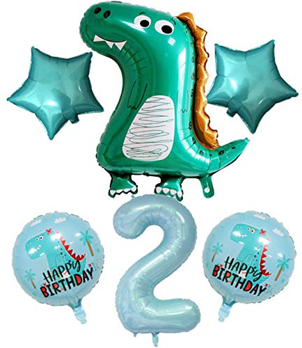 DIWULI Dino Geburtstag Deko 2 Jahre - Luftballon Set