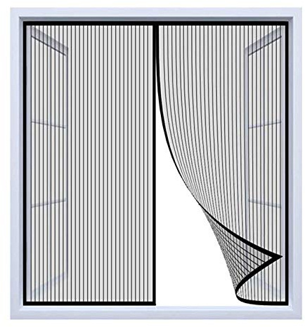 Moustiquaire Fenêtre Magnétique, Moustiquaire MagnéTique, Moustiquaire Avec Protection Anti-Moustiques Magic Tape - Noir, (Largeur)100cmx(Hauteur)155cm