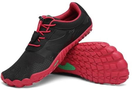 SAGUARO Barfußschuhe Herren Barfuss Schuhe Damen Zehenschuhe Outdoor & Indoor Fitnessschuhe Mit Breite Zehenbox, Vitality III - Barfußschuhe Cornell Rot,Gr.41