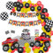 Rennwagen Geburtstag Party Deko Geburtstagsfeier Dekorationen Zwei schnelle Rennwagen Geburtstagsfeier liefert Monster Truck Ballons Alles Gute zum Geburtstag Banner Cake Topper