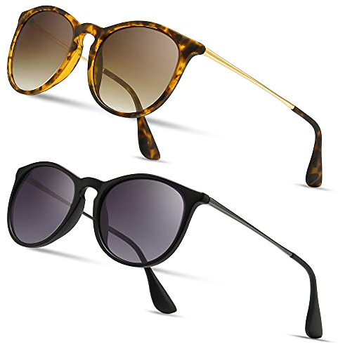 SUNGAIT Gafas de Sol Mujer Hombre Retro Redondas Unisex UV400 Proteccion