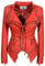 SX Damen Bikerjacke mit Nieten und perfekt formenden Kunstleder, rot, Small