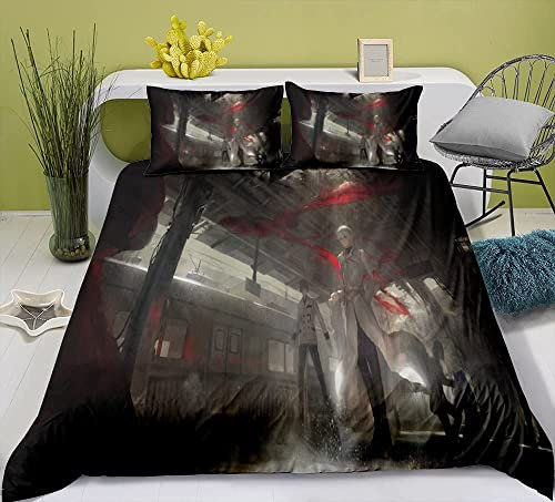 Tokyo Ghoul Kaneki Ken Anime Bettwäsche-Sets Cartoon 3D-gedrucktes Polyestergewebe 1 Bettbezug + 2 Kissenbezüge (keine Bettdecke)
