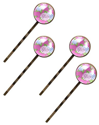 4Pcs Women's Hand Drawn Hydrangea Flower Floral Bobby Pins Hair Barrette Accessories