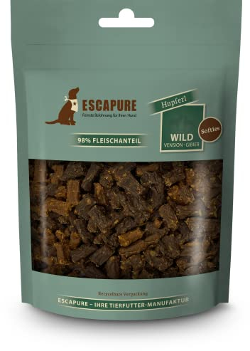 Escapure Hunde Leckerli Softies Wild Hupferl 150g in Premium Qualität - Wildfleisch Hundesnack mit 98% Muskelfleisch - Trainingssnacks ohne künstliche Zusatzstoffe - Soft Snack frei von Getreide