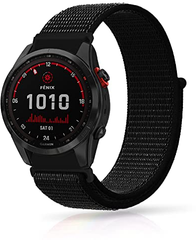 Niboow QuickFit 26mm Armband für Garmin Epix 2 Pro 51mm, Nylon Klettverschluss Uhrenarmbänder für Garmin Fenix 7X Pro Solar/Fenix 7X/6X GPS/6X Pro/6X Sapphire GPS/5X Sapphire/5X GPS - Schwarz