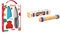 Le Couteau du chef Chefclub Kids Bleu & Rouge & Kids - Rouleau à Pâtisserie Ajustable en Bois - 3 Anneaux en Silicones Amovibles pour 3 Différentes Épaisseurs de Pâtes 2KIT301