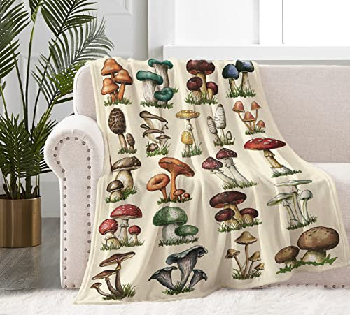 Pilzdecke für Herren und Damen, superweiche, flauschige Pilz-Geschenke, Plüschdecke, leichte Retro-Flanell, Erwachsene, Pilz-Dekoration, Decke für Weihnachten, Thanksgiving, Stuhl, 152.4x203.2 cm