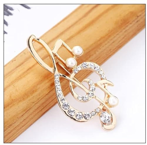 YOGAYE Femmes Note de Musique Perle Broche Cristal Vêtements Accessoires