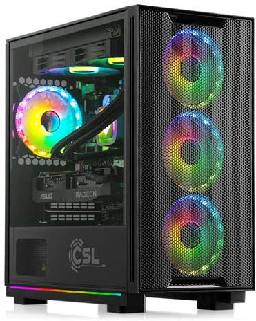 PC de Jeu avec Windows 11 Famille, AMD Ryzen 7 7800X3D 8X 4200 MHz, 1000 Go M.2 SSD, 16 Go DDR5-RAM, Radeon RX 7600, Carte mère ASUS, USB 3.2, M10530H