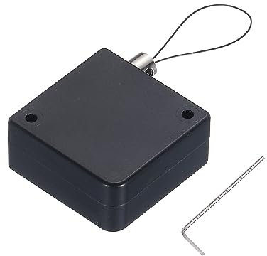 sourcing map Retractable Cable Lock with Double-Sided Adhesive Remote Control Security Lock for TV, DVD,Showroom,Remote,600g 1Set Black