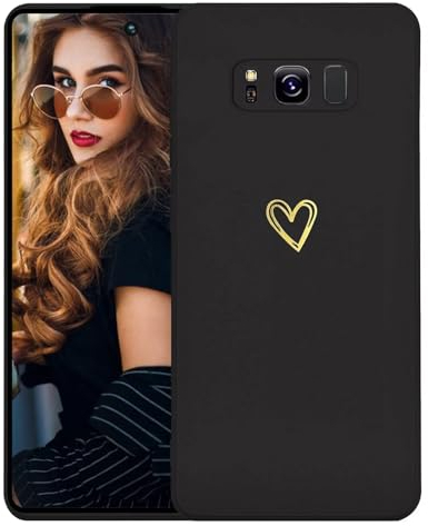 Kaywzo Hülle für Samsung Galaxy S8,Weich TPU Silikon Handyhülle mit Herzmuster,Minimalismus Design,Ultradünn Mädchen Stoßfest Kratzfeste Schutzhülle Case Cover,Schwarz
