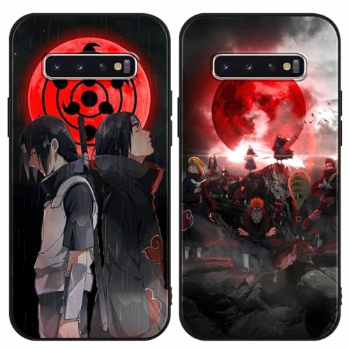 PBNDJVG 2 Stück Handyhülle für Samsung Galaxy S10(4G) Hülle 6.1 Zoll Anime Uchiha Itachi Sasuke Manga Muster Design Junge Case All Inklusiv Linsen Schutzhülle TPU Silikon Weich Ultra Dünn Cover, 02