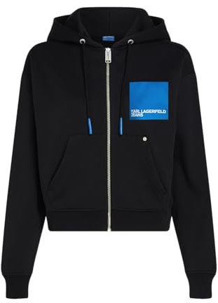 KARL LAGERFELD JEANS Damen Kapuzenpullover Mit Reißverschluss Und BoxLogo Normale Passform, Schwarz, S