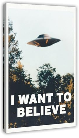Hndeial Leinwandposter I Want To Believe, Vintage-Stil, Schlafzimmerdekoration, Sportlandschaft, Büro, Raumdekoration, Geschenk, Rahmen-Stil, 60 x 90 cm