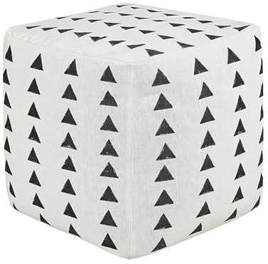 Beliani Pouf aus Baumwolle Boho Stil dekorativ handgearbeitet geometrisches Muster weiß und schwarz Tarodi