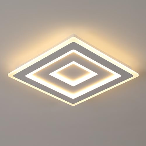 Comely LED Deckenleuchte 52W Quadrat 40cm, Warmweiß 3000K, Moderne Deckenlampe für Wohnzimmer, Schlafzimmer, Flur, Küche, Acryl LED Deckenbeleuchtung Innen, Flache Lampe Weiß