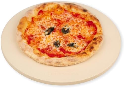 ROCKSHEAT Pietra rotonda per pizza, 32 x 1 cm, rivestimento in cordierite e ceramica, pietre per pizza e pane, per forno, grill, barbecue, pietra da forno per pizza e pane, accessori per pizza