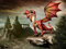 DRACHE Fototapete VLIES-400x260 cm (1329Pr)-Fantasie Schluss Wald Berge Gebirge Drache Wandtapete-Inkl. Kleister-Dekoration Wand-Dekor Moderne Motiv-Tapete