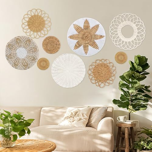 DETENE 9 Cesti Da Parete in Stile Boho Cesti da Parete Intrecciati Decorazioni Da Parete In Rattan Per Decorazioni Da Casa Parete Agriturismo Soggiorno