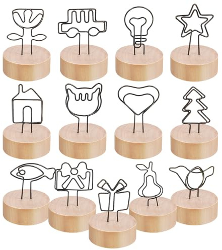 DIYEAH Holz-Tischkartenhalter Memo-Halter Ständer Karte Foto Bild Notiz-Clip-Halter Für Hochzeit Party Tischnummer Namensschild 13 Stück