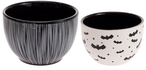 Boston International Juego de cuencos de cerámica para servir de Halloween, 2 tamaños, murciélagos