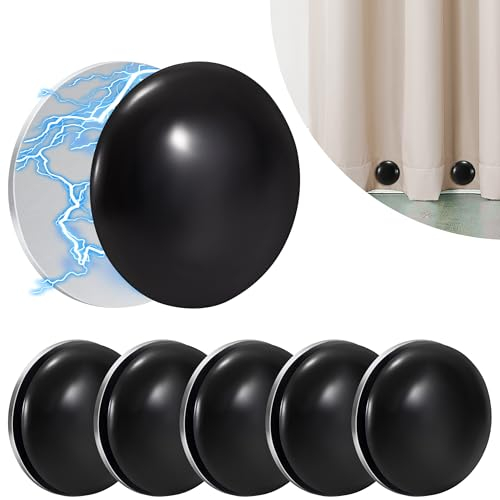 Heveer Pesos de Cortina Magnéticos Redonda Pesos para Cortinas Imanes de Cortina de Ducha Cortina de Ducha Magnética para Manteles Cortinas de Ducha 6 Piezas Negro
