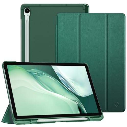 FINTIE Custodia per Samsung Galaxy Tab S10 FE 10.9 Pollici 2025/S9 FE 10.9 2023/S9 11 2023 con Portapenne, Sottile Leggero Case Retro Opaca Traslucida Cover con Auto Sveglia/Sonno, Verde Scuro