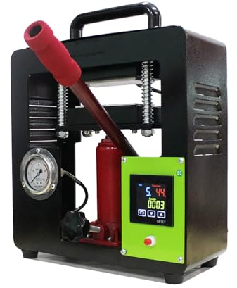 ERICAT Pressa di Calore Idraulica Portatile, Estrattore di Colofonia con Manometro, Intervallo di Tempo Regolabile da 0 a 999 Secondi E Design Ad Alta Pressione da 10 Tonnellate, per Principianti
