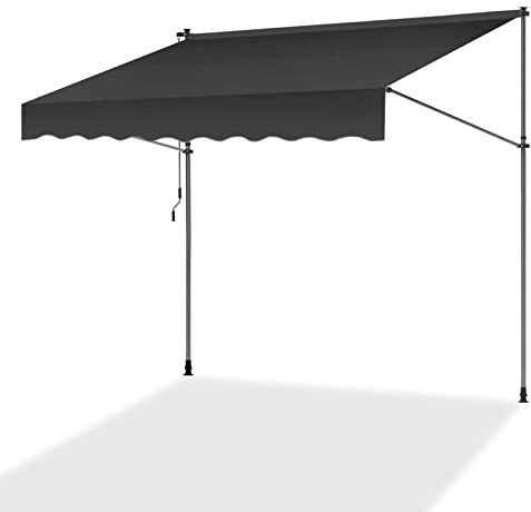 GMBAYUE Gelenkarmmarkise, Klemmmarkise, Sonnenmarkise mit Handkurbel, MarkiseEinziehbare Markise, höhenverstellbar, Sonnenschutz, für Terrasse, Haus, Garten, Balkon(Grau,200cm(79in))