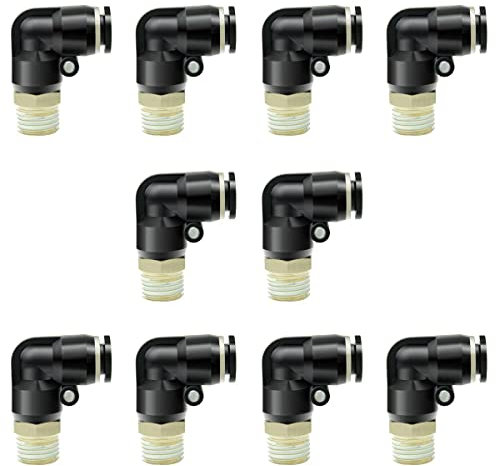 Male Elbow 1/4 Tube OD x 1/8 NPT Male Push to Connect Fitting Pneumatic Air Fitting Thread Adapter (Pack of 10)(Purple,3/8OD-1/2NPT)
