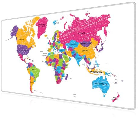LL-COEUR Carte du Monde XXL Tapis de Souris Gaming Lavable 1000x600x3mm Grand sous Main Bureau Clavier Multifonction Mouse Pad pour Jeux, Ordinateur et Bureau