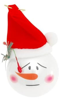 Krebs Glas Lauscha - Decoración navideña de cristal - Bola con muñeco de nieve triste con gorro - Color: blanco - Tamaño: 5,7 cm aprox