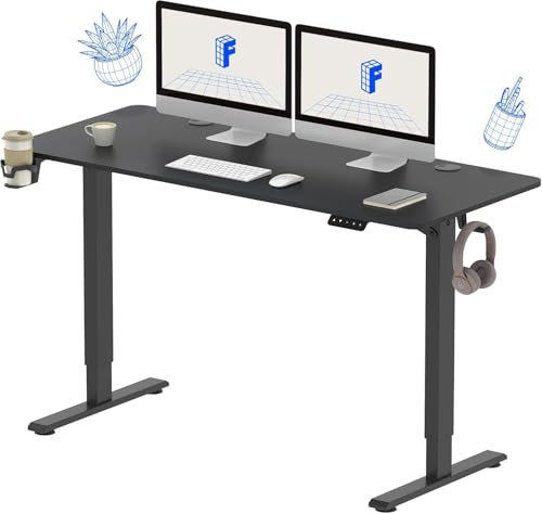FLEXISPOT Escritorio Elevable Eléctrico Escritorio de Pie con Tablero 100x60cm, Standing Desk Regulable en Altura, Mesa Escritorio Eléctrico Mesa de Elevable con Gancho y Portavasos, con Memoria
