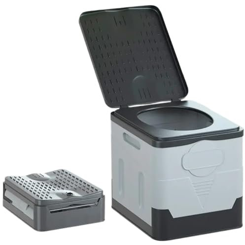 Portable Multi-Function Folding Toilet Compact Collapsible Toilet for Outdoor Camping Car Trips and Hiking Extendable Emergency Camping Toilet Water-Resistant and Odor-Proof Storage Box Car Toilet(Bla