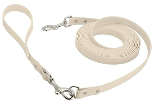 Petbo 5m Kurze Biothane Schleppleine 19mm mit abnehmbaren Kurzführer (ohne Handschlaufe/Kein Verheddern) Extra Breite 19mm für alle Hunde (Weiß - Biothane)